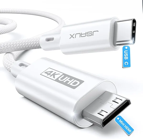 JSAUX USB C to Mini HDMI Cable 3FT (NOT HDMI), High Speed 4K Type C to Mini HDMI (4K@30Hz/2K@60Hz/1080P) Uni-Directional Cord Compatible with Portable Monitor, Steam Deck, Laptop, Phone, MacBook, iPad