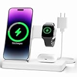 Wireless Charger Charging Station: 3 in 1 Charger Stand Multiple Devices for Apple - iPhone 17 16e 16 15 14 Pro Max 13 12 11 - Watch 10 9 8 7 6 5 4 3 2 SE and Ultra Series - Airpods 4 3 Pro, White