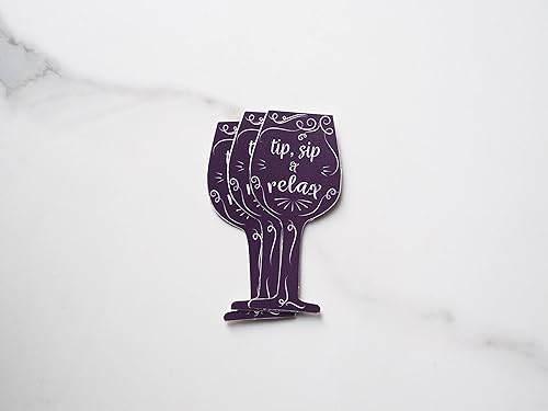 Miniatura 5 de Tip, Sip, Relax Wine Sticker, MINI Size - Cute Wine Lover Gifts for Mom - Red Wine Decal for Hydroflask, Yeti Wine Tumbler