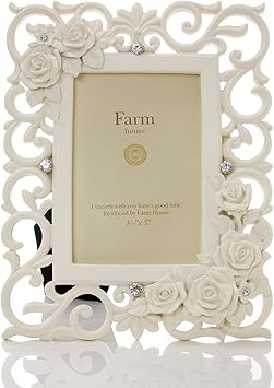 Amazon Co Jp 写真立て かわいい ローズレリーフ ホワイト フォトフレーム L判サイズ ホーム キッチン