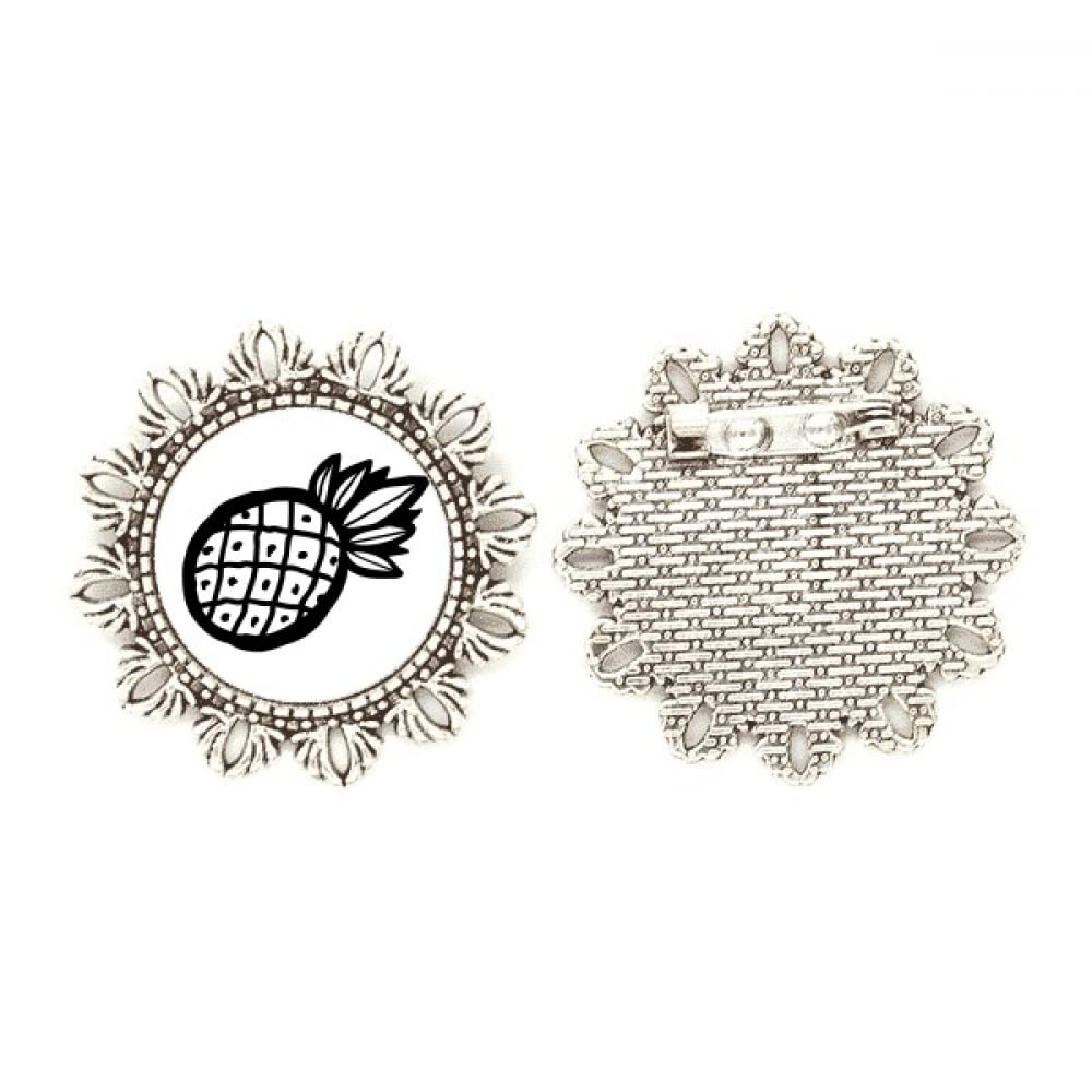 Broche de plata diseño piña negro medium accesorio unisex 4