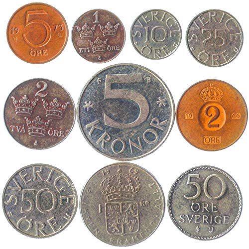 10 Old Coins from Sweden | Collectible Coins Swedish Ore Krona Kronor | Perfect Choice for Your Coin Bank Coin Holders and Coin Album