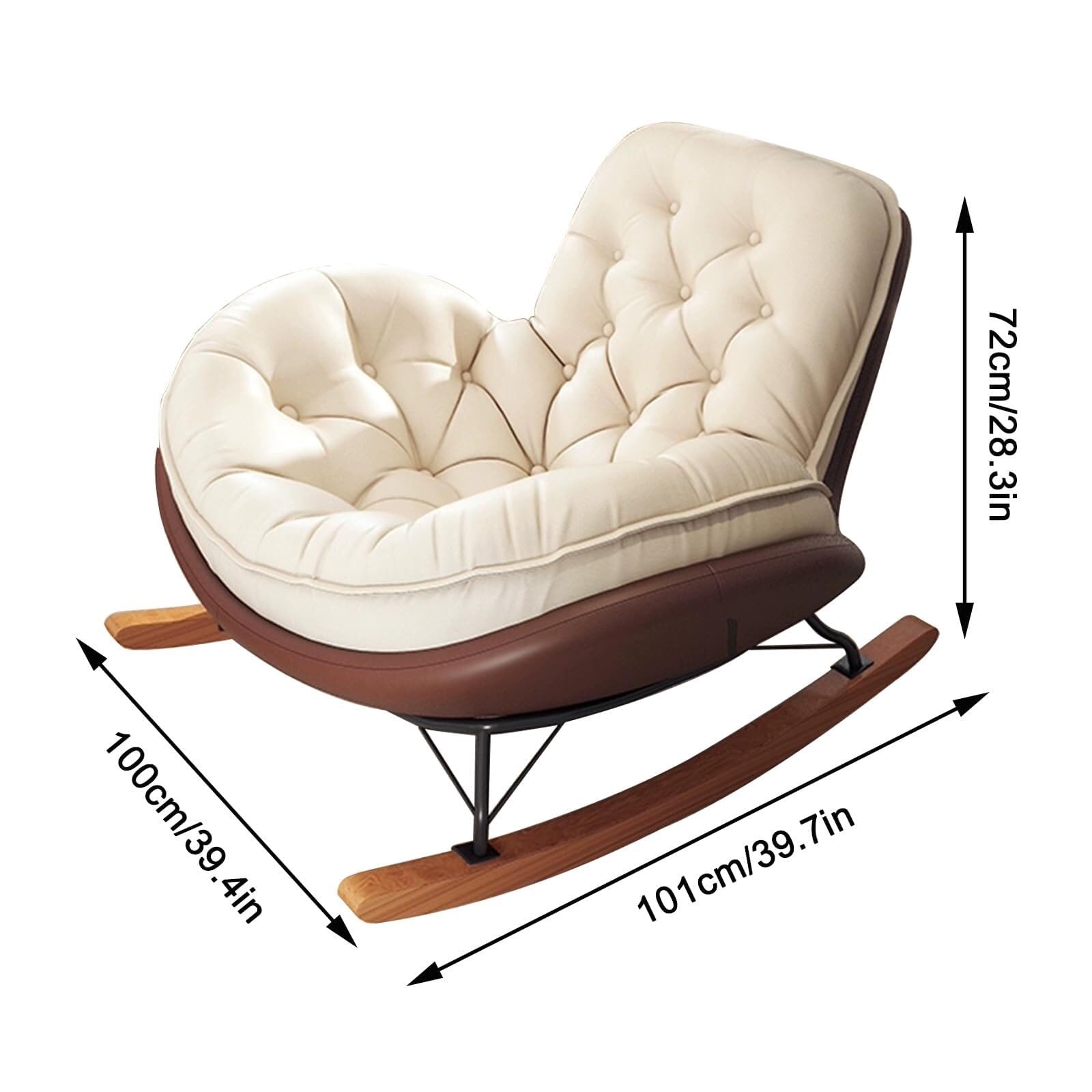 Poltrona Reclinabile Imbottita Sedia Dondolo Moderna con Accento Sullo Schienale Alto Poltrona Letto Singola Moderna Tempo Libero for Patio, Cortile, Balcone, Portico(Suede Fabric)