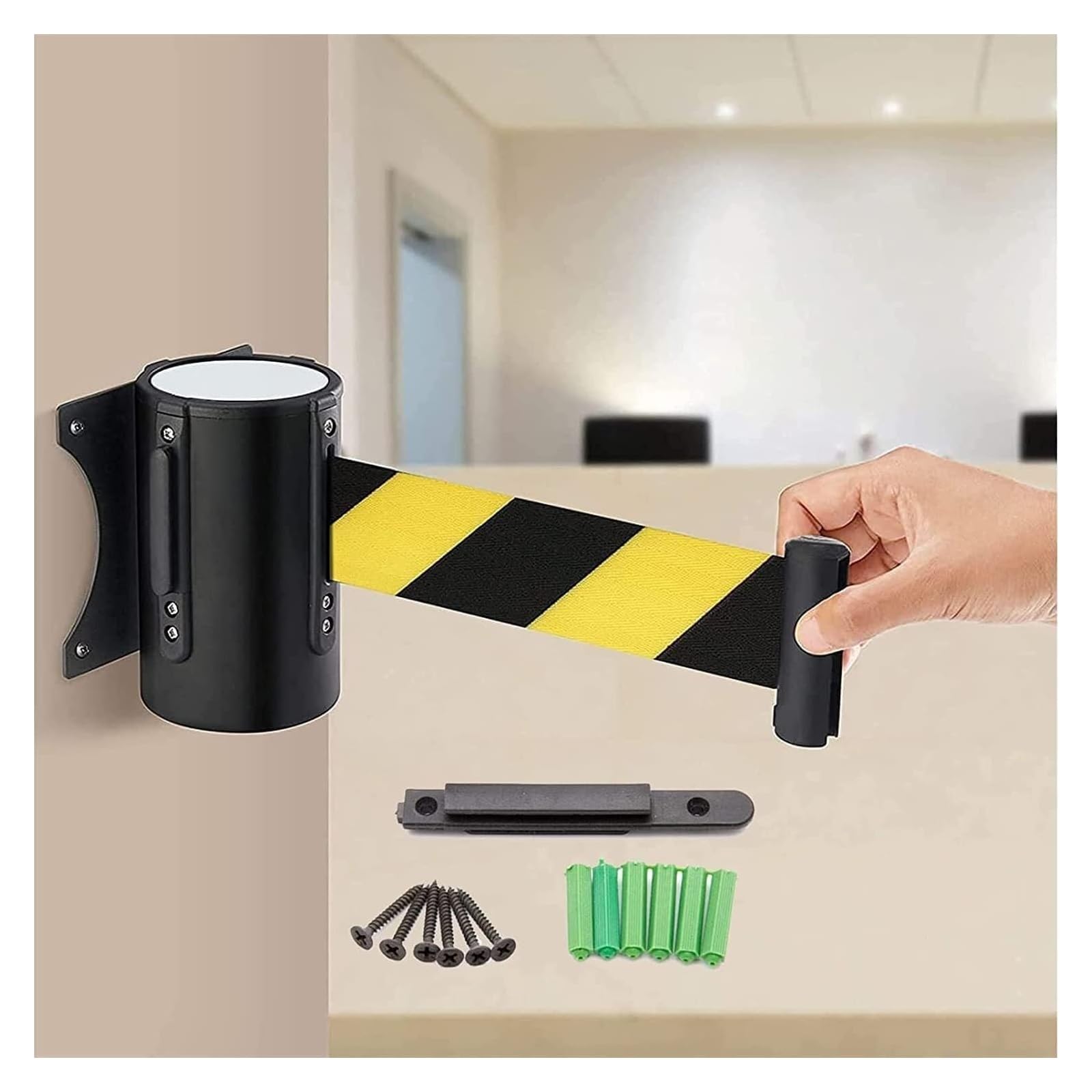 YNIYUJKL Wall Mount Retractable Belt Barrier - 3M Queue Management Safety Tape, Portable Isolation Fence, Ideal For Events, Crowds, And Public Spaces,size_name-3m