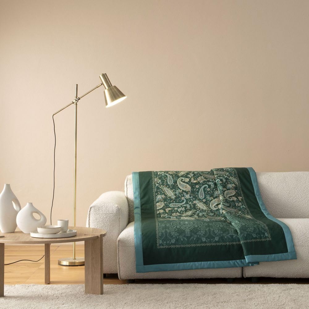 Bassetti MONNALISA Plaid aus 100% Baumwolle in der Farbe Grün V1, Maße: 155x220 cm - 9333441