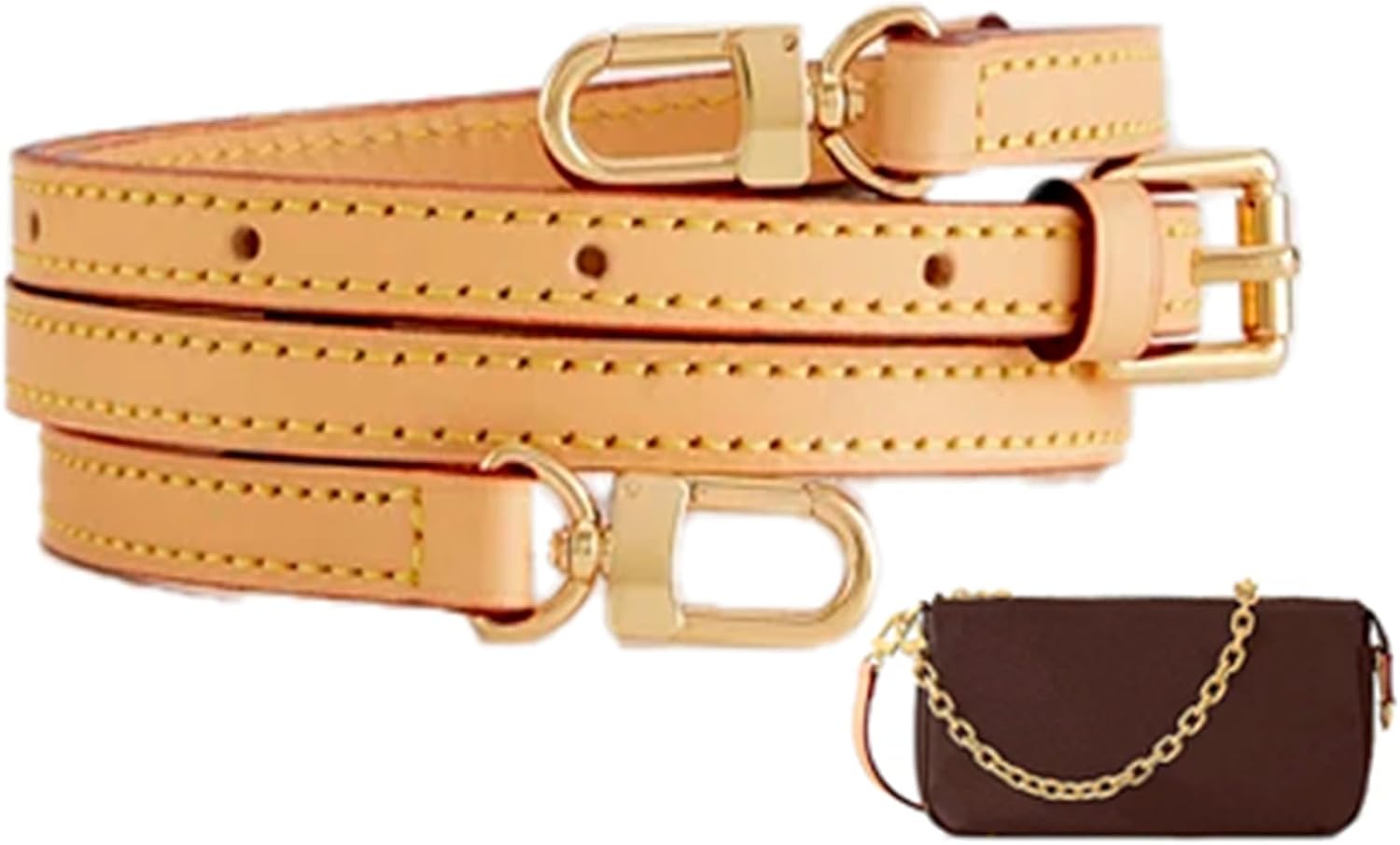 Genuine Vachetta Leather Purse Straps Replacement Crossbody, Adjustable Bag Strap Shoulder Strap for L V Speedy,Pochette,Alma,Noe,Boulogne Handbag Accessories,Width:0.6in/Length:47.2in,Beeswax