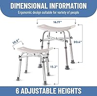 Vista 2 de Dr. Kay's Silla de ducha ajustable para ducha interior con soportes únicos de barra transversal resistente, taburete de ducha para la bañera