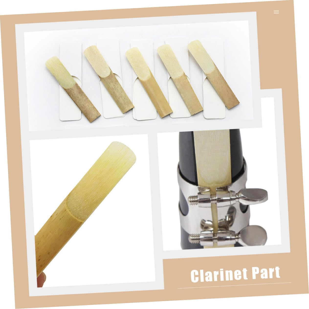 HANABASS 10pcs B Flat Clarinet Reeds 2.5 Strength Premium Quality Woodwind Accessories Compatible Clarinet Mouthpiece for Beginners and Professionals