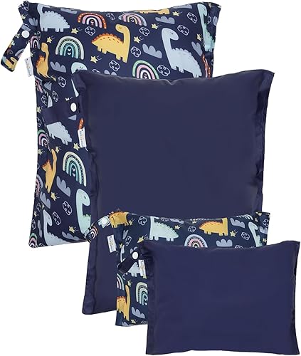 babygoal Bolsas para artículos húmedos y secos, paquete de 4, bolsas de viaje reutilizables impermeables para trajes de baño, pañales de tela para