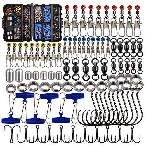Shaddock 172stk Angelzubehör Set, einschließlich Kreis Angelhaken, Drillinge, Sinker Gewichte, Kugellager Angeln Wirbel, Platinen, Split Ringe, Angelausrüstung Box Kit - Image 8