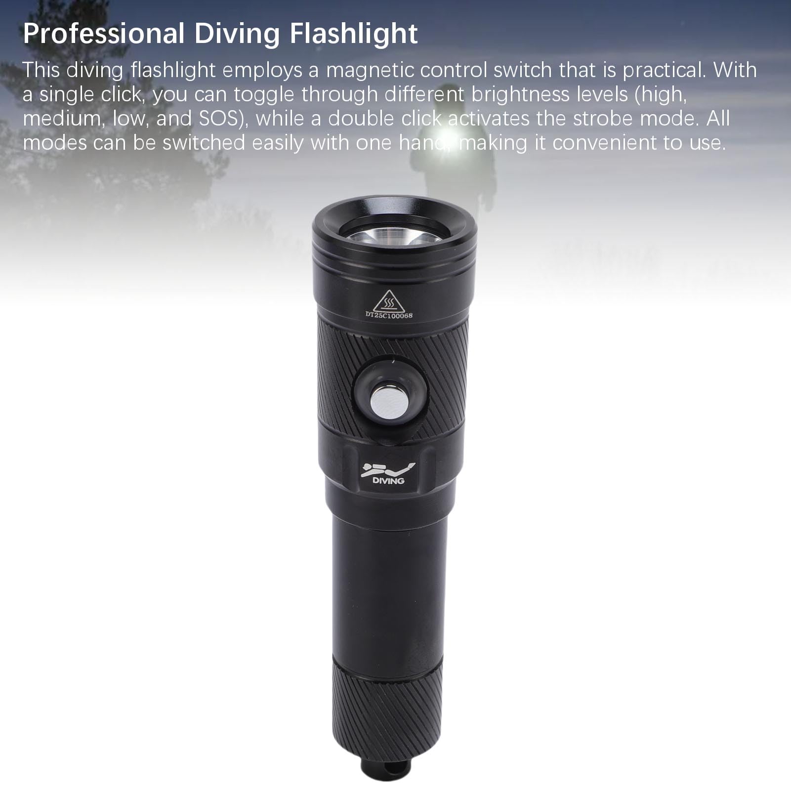 Torcia subacquea subacquea 1200LM Super luminosa IPX8 Torcia professionale impermeabile per immersioni Snorkeling Campeggio Nuoto Escursionismo Pesca Realizzata in lega di