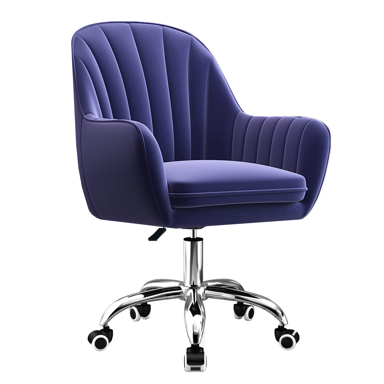 Chaise pivotante ergonomique velours gris réglable pour bureau, salon et salle à manger