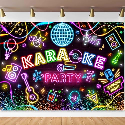 ZHXYMMS 7X5ft Karaoke Party Backdrop Rock Star Music Disco Microphone Photography Background Music Theme Karaoke Party Decorations Banner Portrait Photo Studio Props