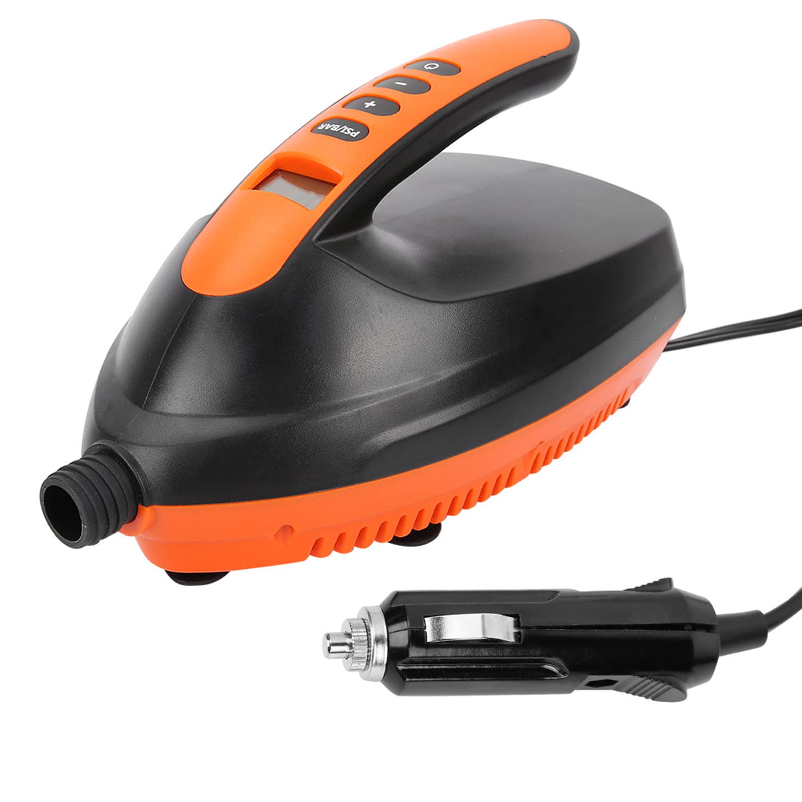 Pompe à Air Numérique Portable 12-V pour Planche à Paddle Compacte de Tente Gonflable, Pompe de Fonctionnement Charge Haute Pression pour Les Voyageurs, Matériau en PVC Noir et Orange