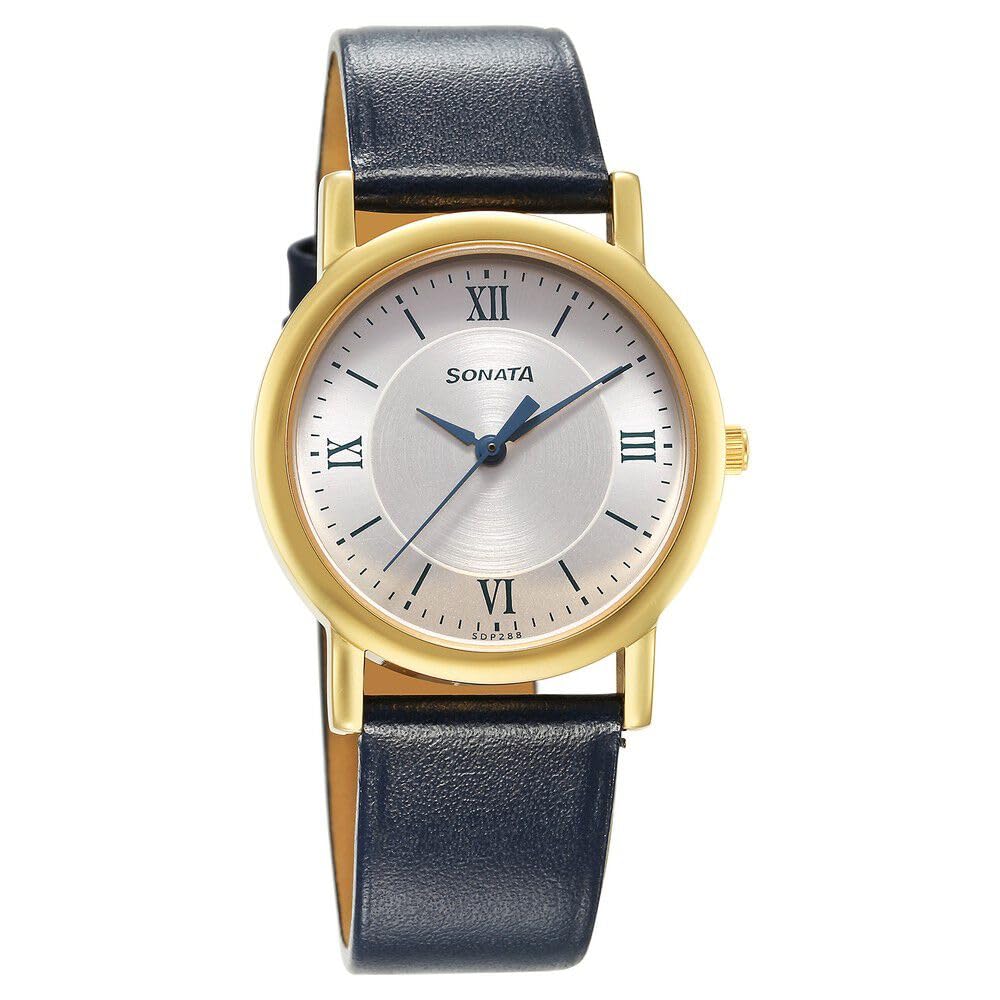 Sonata Classic Quartz Analog Silver Dial Blue Leather Strap Watch for Men-NS7987YL06W (B0CDJ3F8GV) Amazon Price History, Amazon Price Tracker