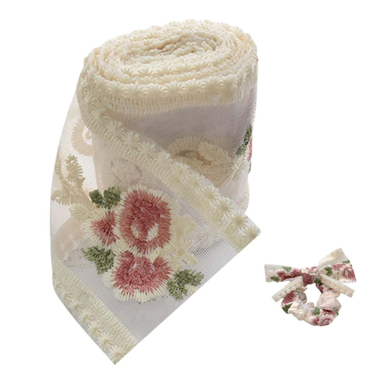 STOBOK 5rollos Cinta De Encaje Bordado Rosa Para Materiales De Accesorios Para Cabello y Tocados Metros De Encaje Decorativo Para Bodas y Manualidades