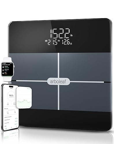 arboleaf Báscula inteligente para peso corporal, báscula de grasa corporal con masa muscular IMC, pantalla LED 3 en 1, máquina de pesas precisa