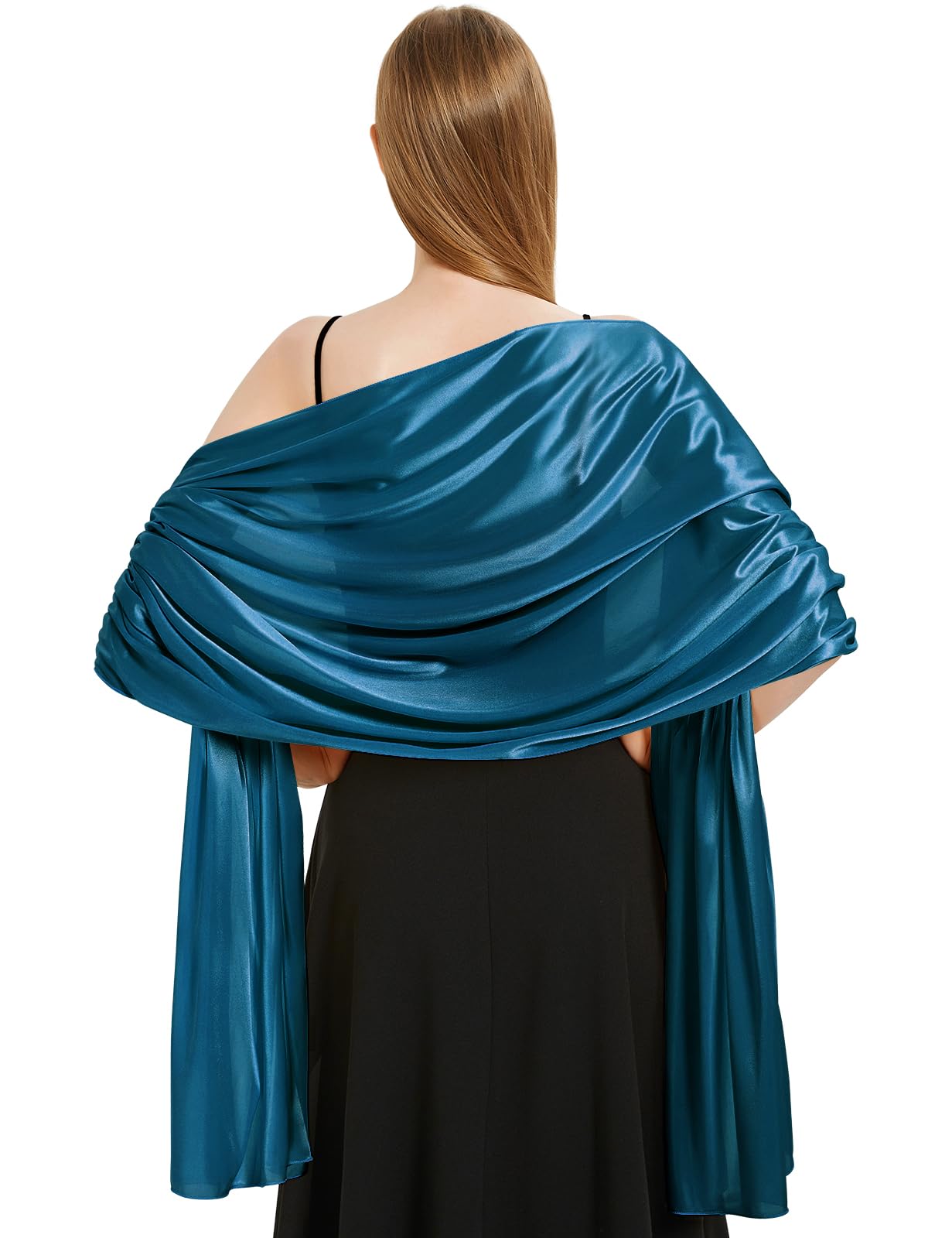 heekpek Sciarpa Donna Elegante Scialle Seta Satinata Leggero Scialle Stola Donna Sciarpa Lunga Scialle Cerimonia Matrimonio Festa