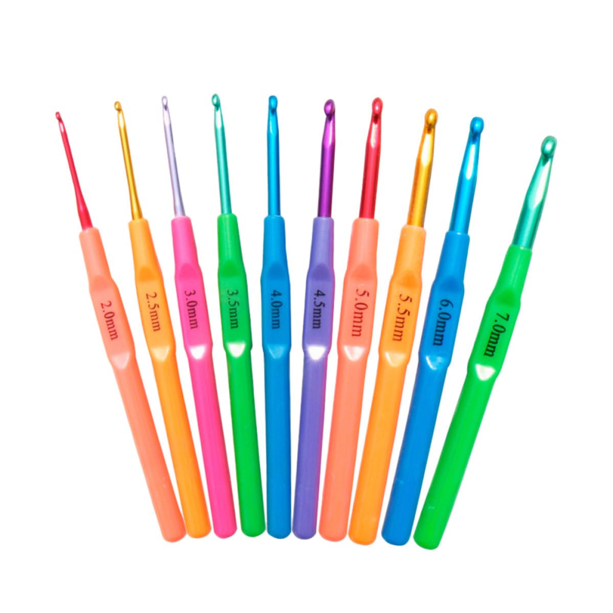 Agujas de crochet de aluminio y plástico en set de 10 piezas para tejer labores manuales
