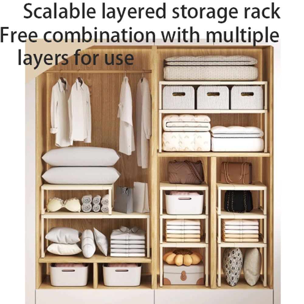 Ripiano Espandibile per Armadio e Mobile Cucina,Scaffale Telescopico Estensibile per Armadio,Organizer per Armadio,Lunghezza Regolabile 38-62 cm,Supporto per Scaffale,Antiruggine