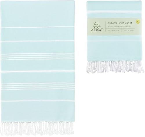 WETCAT Manta turca de playa a prueba de arena (82 x 82 pulgadas), 100% algodón turco, fabricada en Turquía, sin arena, ultrasuave, manta extra