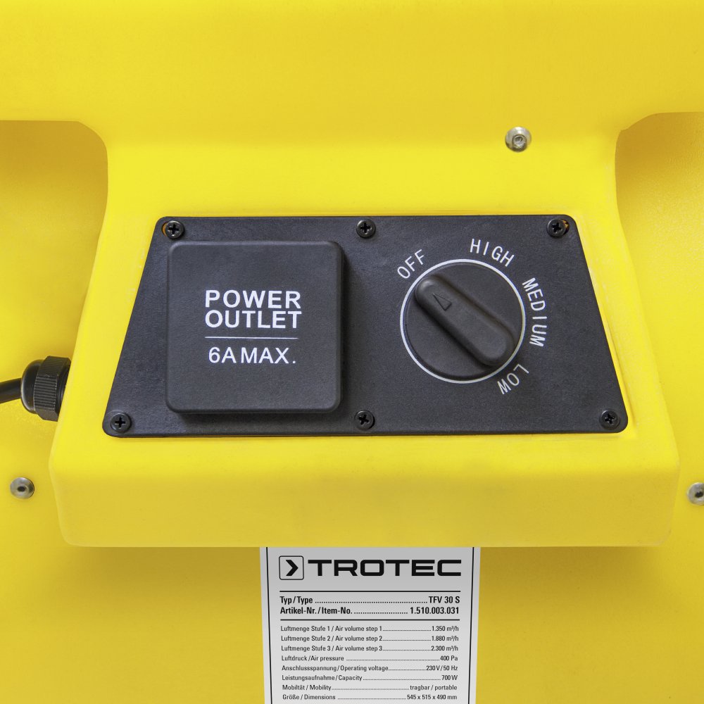 TROTEC TFV 30 S Radialventilator 1.350/1.880/2.250 m³/h