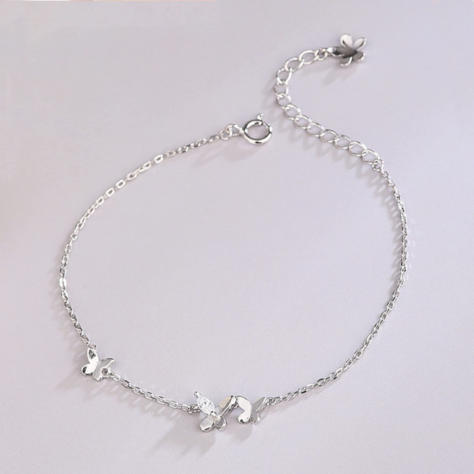 Armband für Frauen 925 mit Schmetterling, Zirkon, Geschenke für ihre Frauen Girls Beste Freundin Geburtstagskette 19+4,2 cm