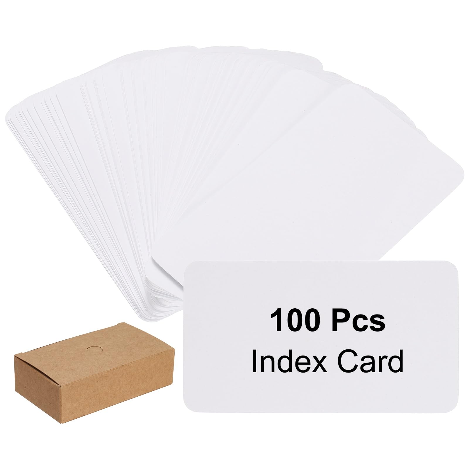 PATIKIL 3.5x2 Blank Kraft Index Cards, 100Pcs Small Blank Paper Message Business Cards for Reminder Study DIY Craft Invitation Tag Flash Vocabulary Word, White