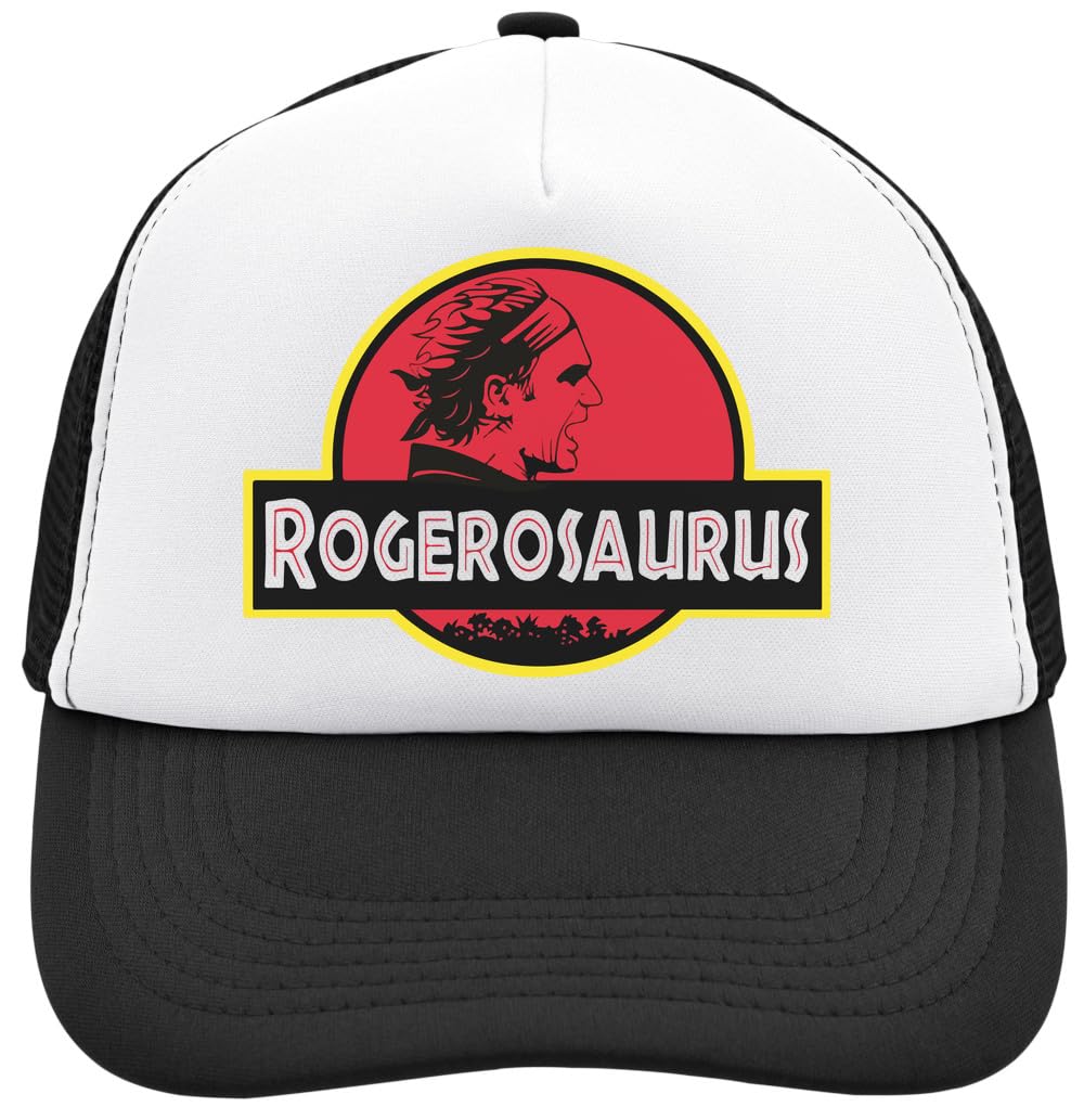 Functon+Rogerosaurus Artwork Mesh Back Trucker Cap Adjustable Snapback Hat Casu White