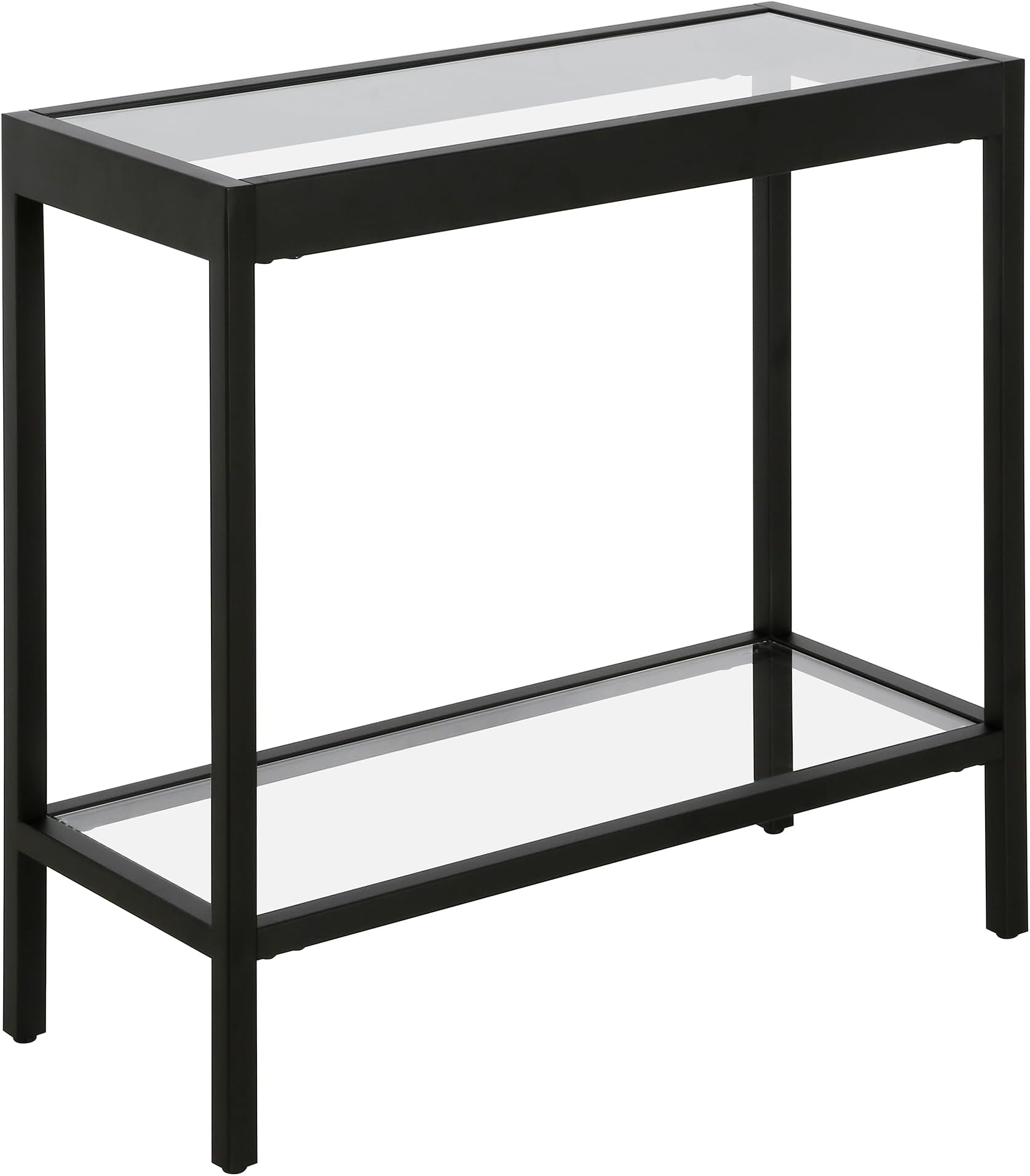 Henn&Hart 24" Wide Rectangular Rectangular Side Table in Blackened Bronze, Table for Living Room, Bedroom