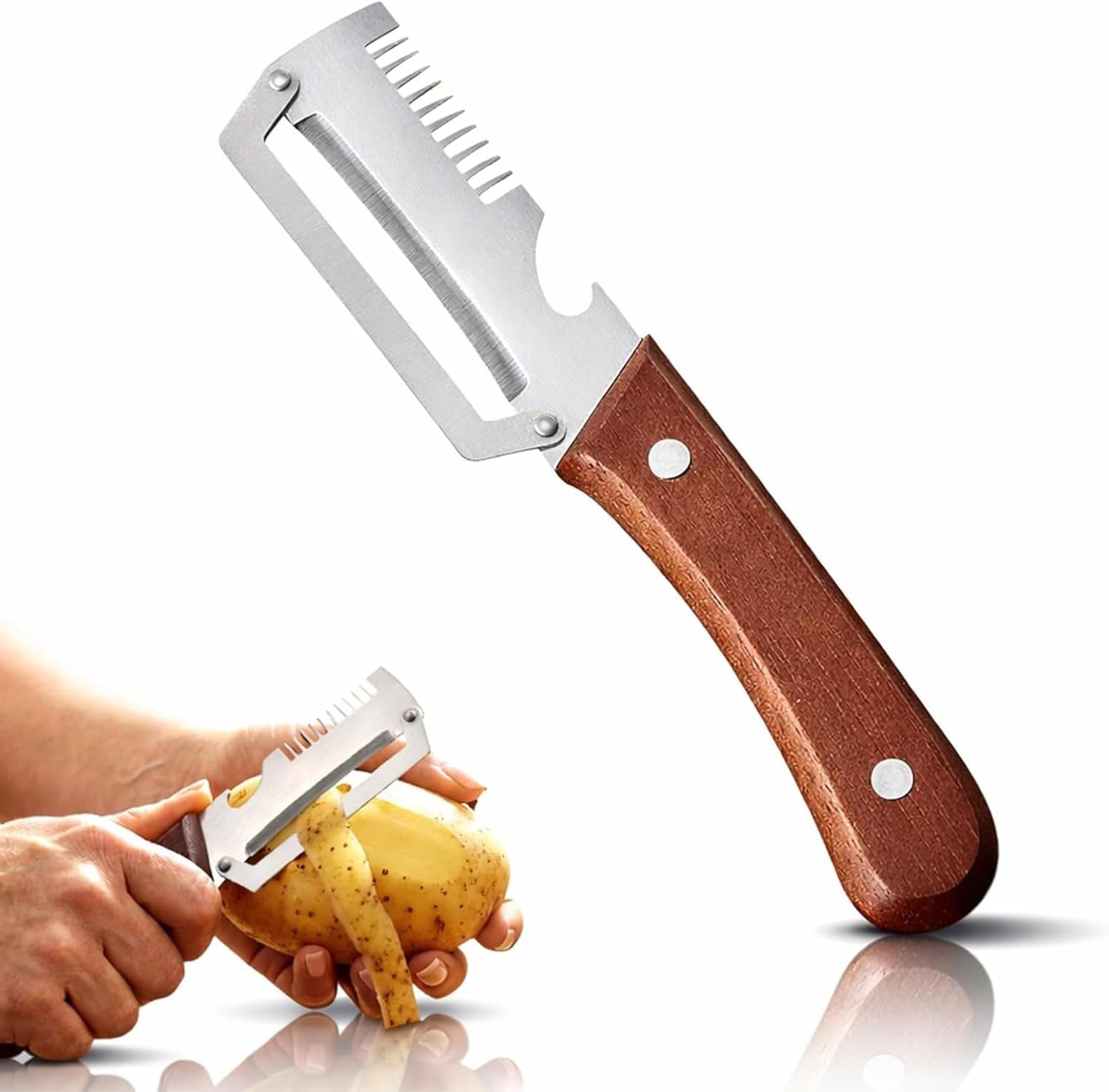 View 1 of **3 PACK** vegetable peeler?3 in 1ultra-sharp stainless steel blade, suitable for peeling fruits and vegetables, with bottle opener, (1PCS)