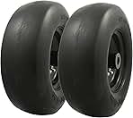 MARASTAR 00232-2PK Universal Fit Flat-Free 11x4.00-5 Tire and Wheel Assembly, Zero Turn Lawn Mower Replacement Tires, Smooth Tread, Adapter Kit included, 2 pack