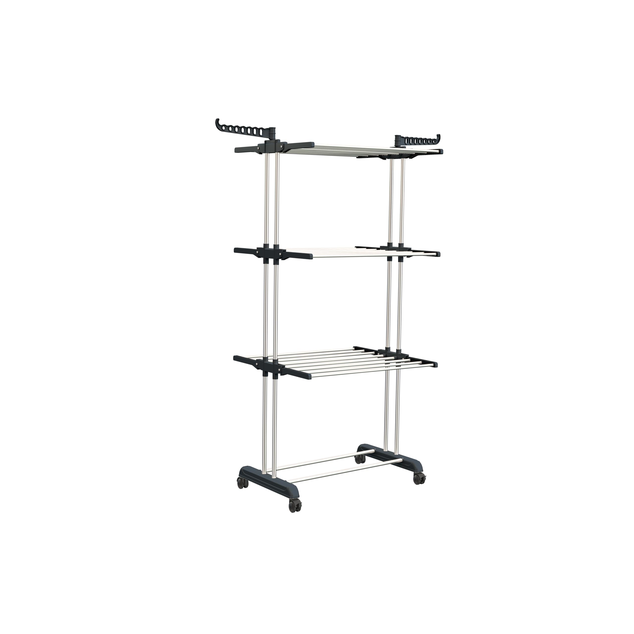Synergy - Premium Heavy Duty Stainless Steel Clothes Drying Stand with EZEE Clipper for Hanging Undergarments, Socks, Baby Clothes (3-Tier) Grey - SY-CS20-COMBO