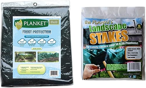 the Planket Cubierta para plantas de protección contra heladas estacas redondas y de paisaje de 10 pies bolsa de 14 CT