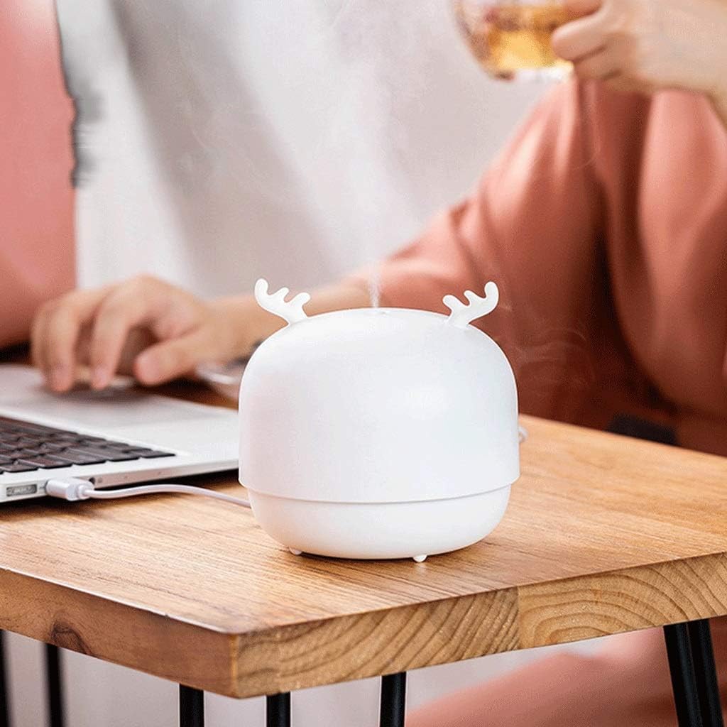 Humidifiers USB Humidifier Small Home Silent Office Desktop Portable Mini Large Fog Volume Bedroom Dormitory Students Portable Aromatherapy Essential Oil Car Mineral Water Replenishing Sp (White)