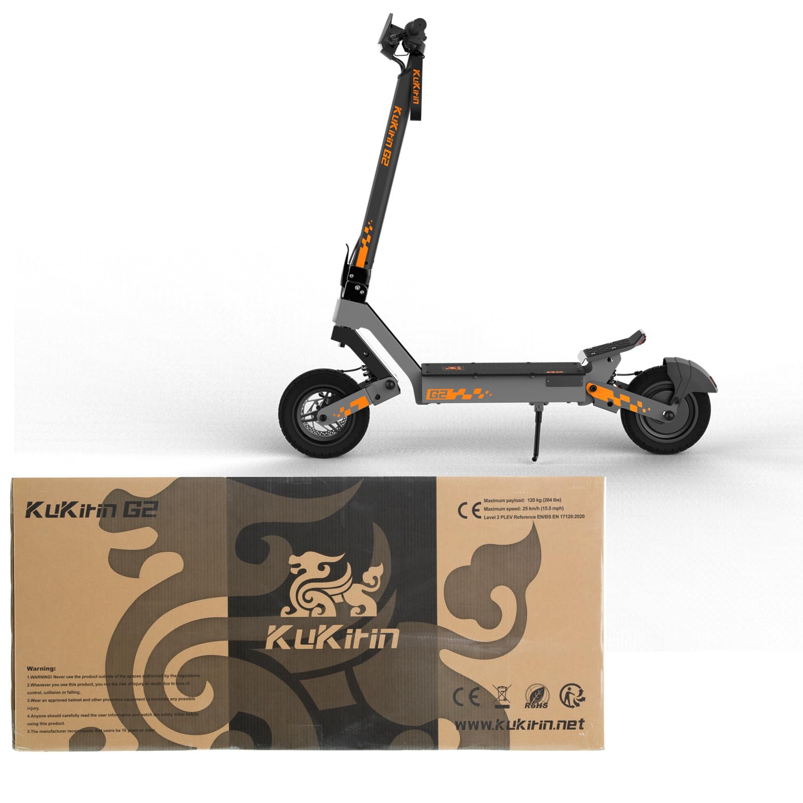 KuKirin G2 Patinete Eléctrico Adultos Plegable para Ciudad 48V 15.6Ah Autonomía ≤55km Neumáticos 10 Pulgadas Pantalla Táctil Frenos de Disco