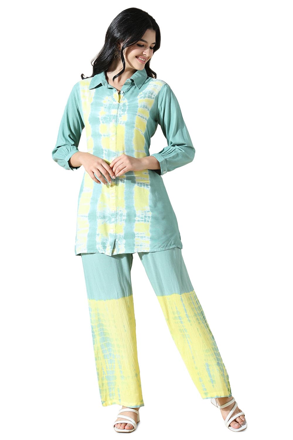 SHOWOFF Women's Green Dyed Co-ords Set -ON-877_Green-image-35