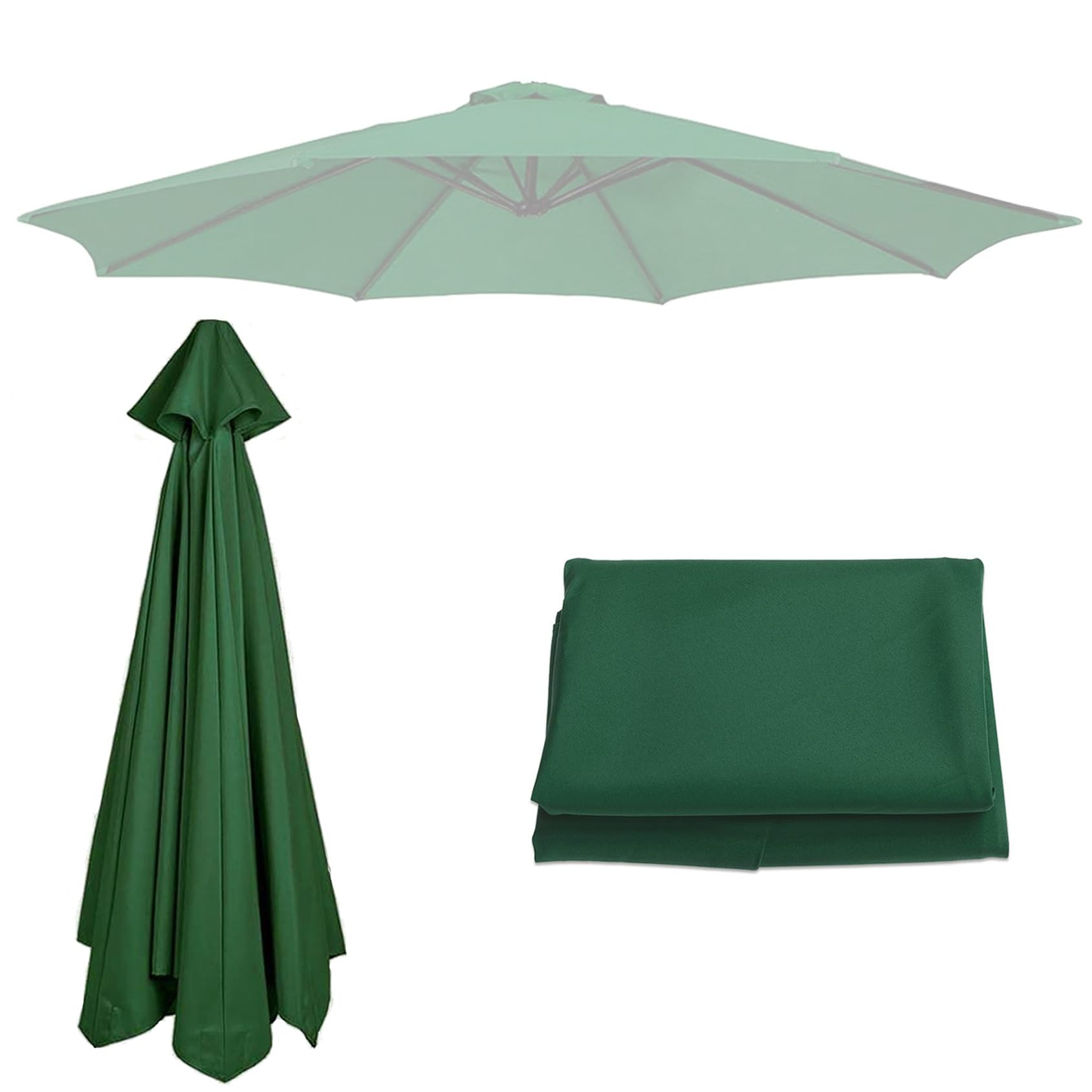 Patio Umbrella Replacement Canopy || 200cm-6 Arms 2.7m-6 Arms 2.7m-8 Arms 300cm-6 Arms 300cm-8 Arms || Parasol Replacement Cloth Canopy Cover For Backyard Pool Umbrella Cantilever Parasol(Color:Green, — image 1