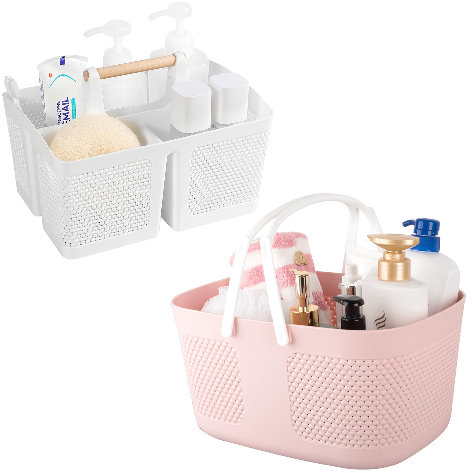 rejomiik Portable Shower Caddy Basket Plastic Cleaning Caddy Organizer Storage Tote with Handle for Bathroom College Dorm Room