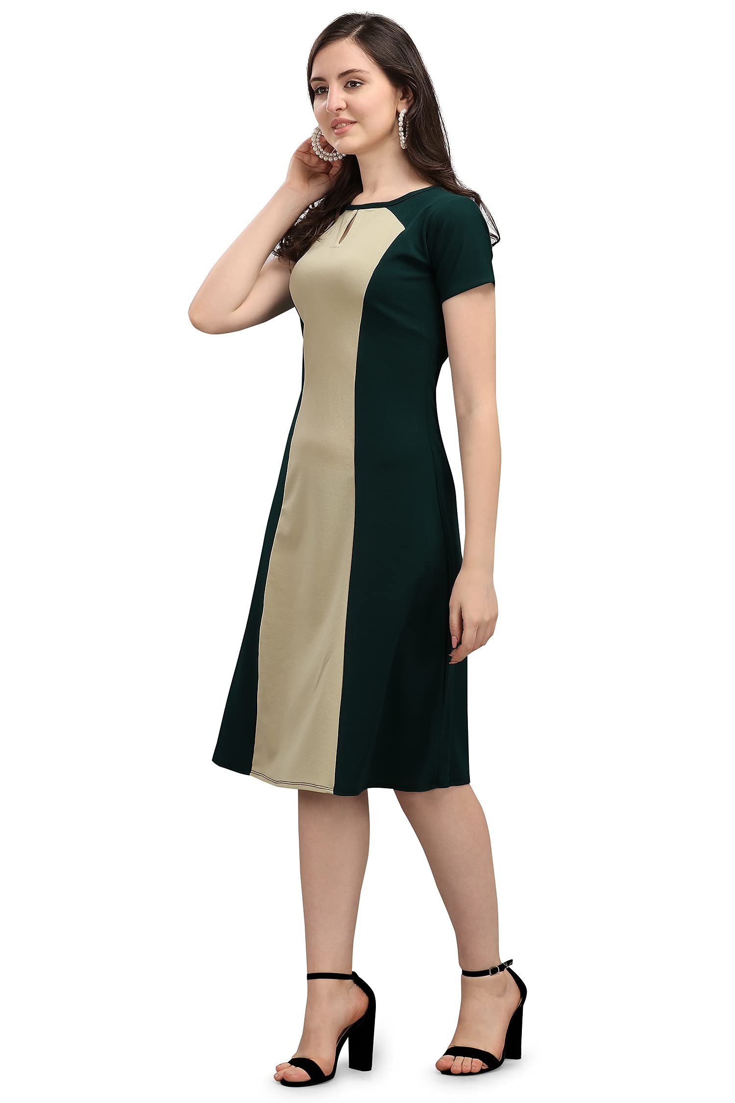 Purvaja Womens Fit & Flare Dress(Lucy-059-Lo-Gn_Olive-Green_X-Large)