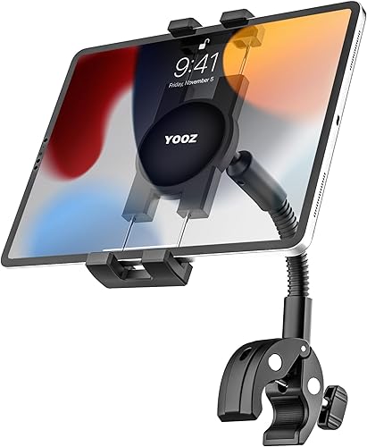 Soporte para tableta para manillar para silla de ruedas de motocicleta, brazo de cuello de cisne de metal, abrazadera de montaje de bicicleta para