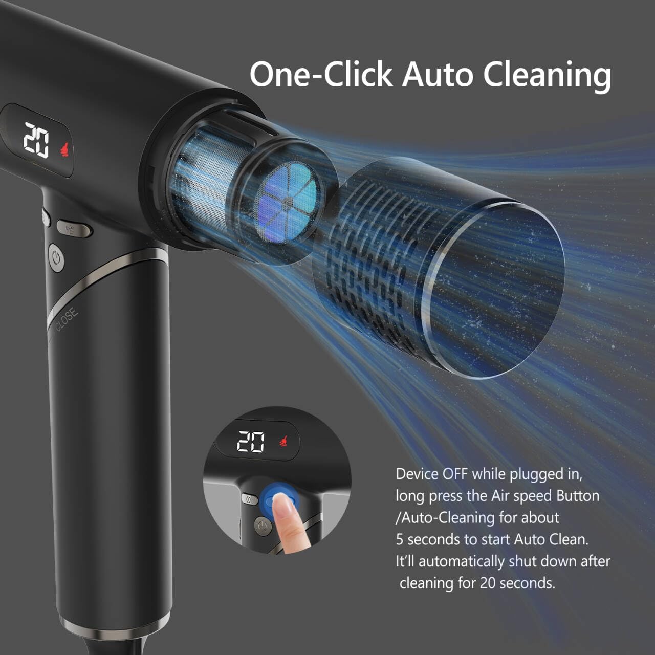 LENA Travel Hair Dryer Powerful Blow Dryer | Ionic Foldable Hairdryer | Lightweight & Fast Drying with High-Speed Brushless Motor, Ion Tech., LED Display, Magnetic Nozzles | Protects Hair as You Dry