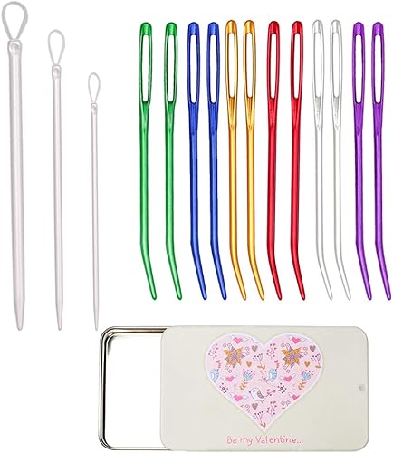 UOOU Yarn Needle, Bent Needle Tapestry Needle Set Wool Needles Large-Eye Blunt Needles Sewing Needles Weave Knitting Needles with Box (Random Color)