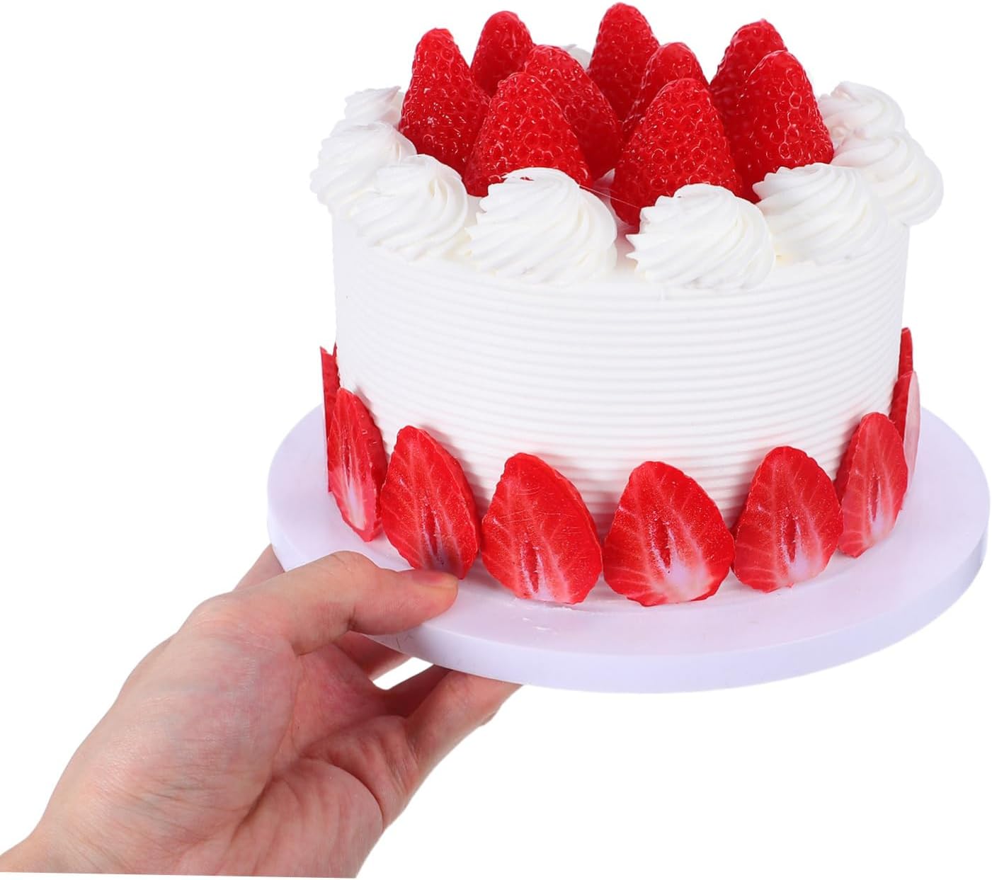 Kisangel Realistic Faux Birthday Cake Display Model for Weddings and Parties Simulation Dessert Prop for Photography and Decorations