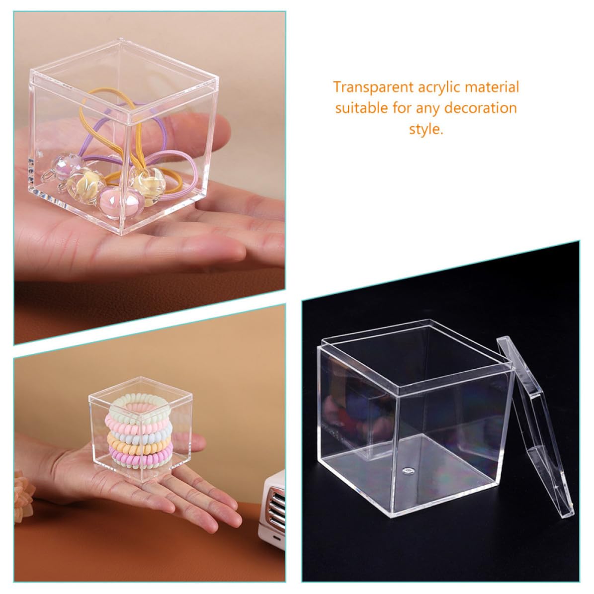 EXCEART Caja cúbica de Almacenamiento para Objetos de colección y Dulces, 12 Unidades con Tapa fácil de Abrir, Organizador Transparente para Manualidades y decoración