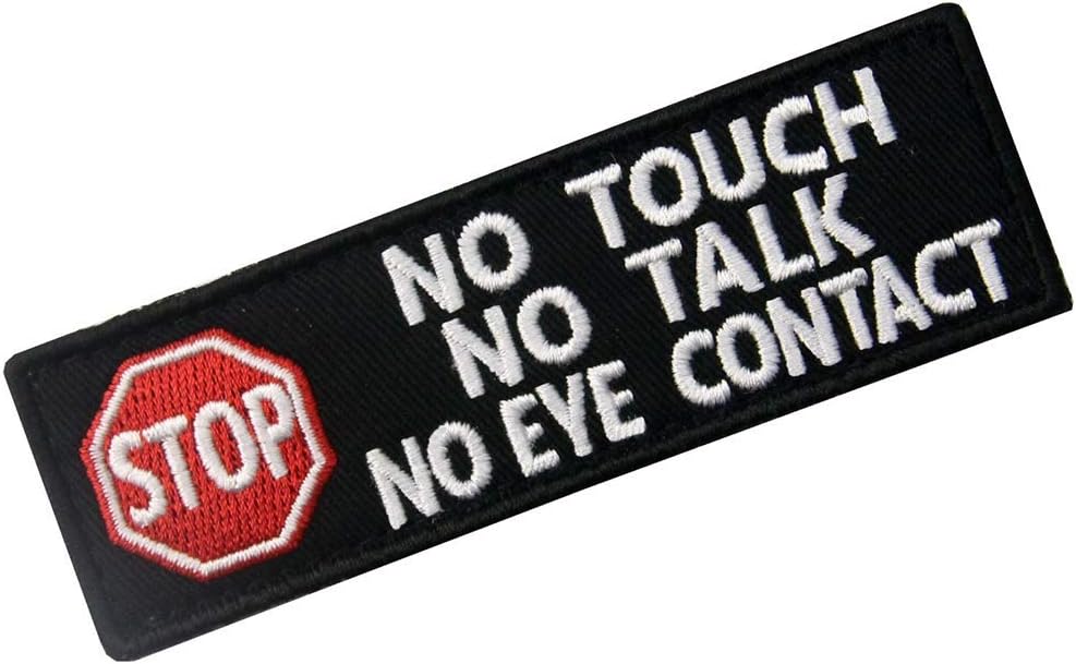 Service Dog No Touch No Talk Warning Vests/Harnesses Tactical Military Morale Badge Emblem Embroidered Fastener Hook and Loop Patches Appliques 3.93 x 1.18 Inch Bubble of 2PCS