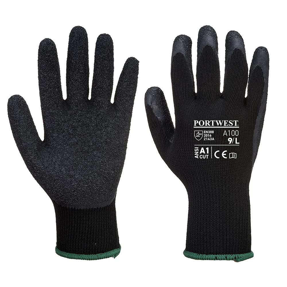 Portwest Premium Resistant Grip Glove Latex Black, Large