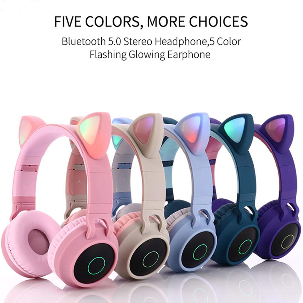 Bezprzewodowe słuchawki Bluetooth dla dzieci Kocie ucho Bluetooth LED Light Up Dziecięce słuchawki bezprzewodowe nauszne z mikrofonem Double the comfort