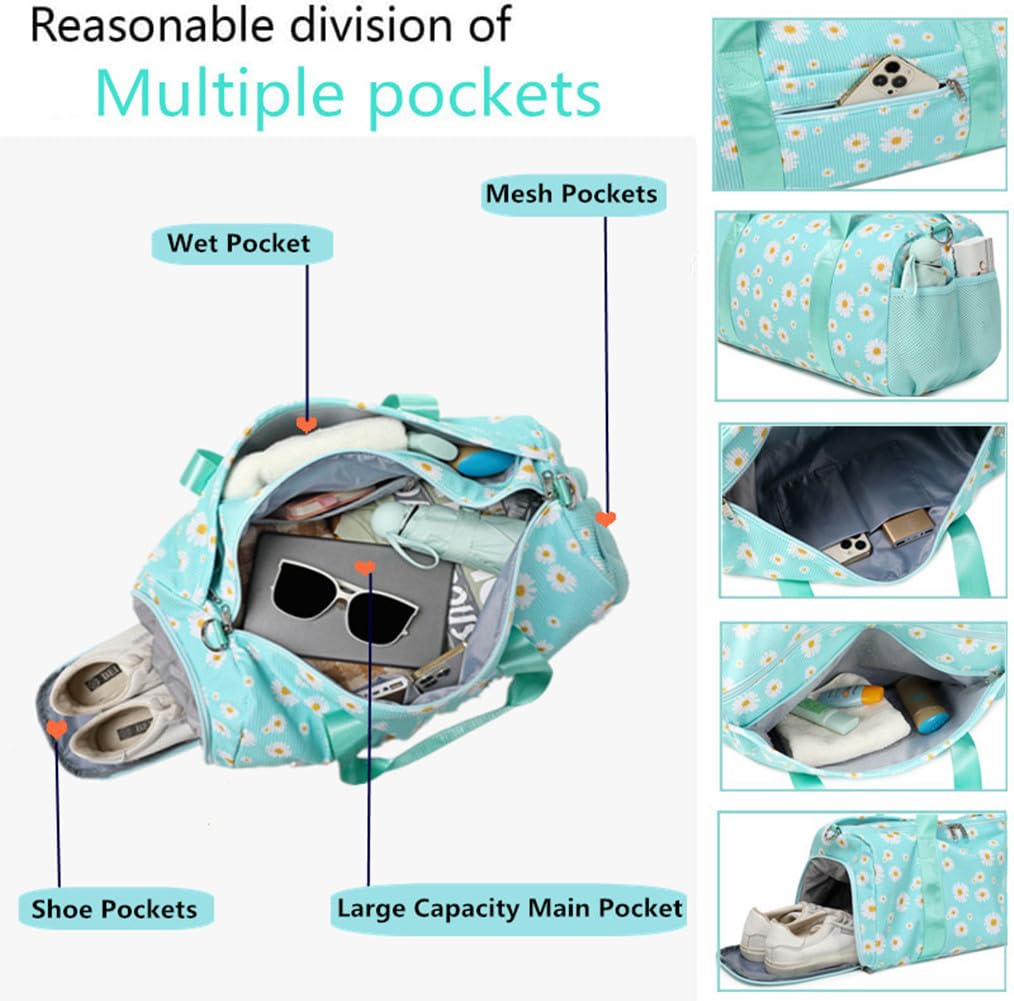 Sports Bag for Girls Kids Duffle Bag Girl Travel Bag Kids Overnight Bag Swimming Bag with Shoe Compartment - Image 4