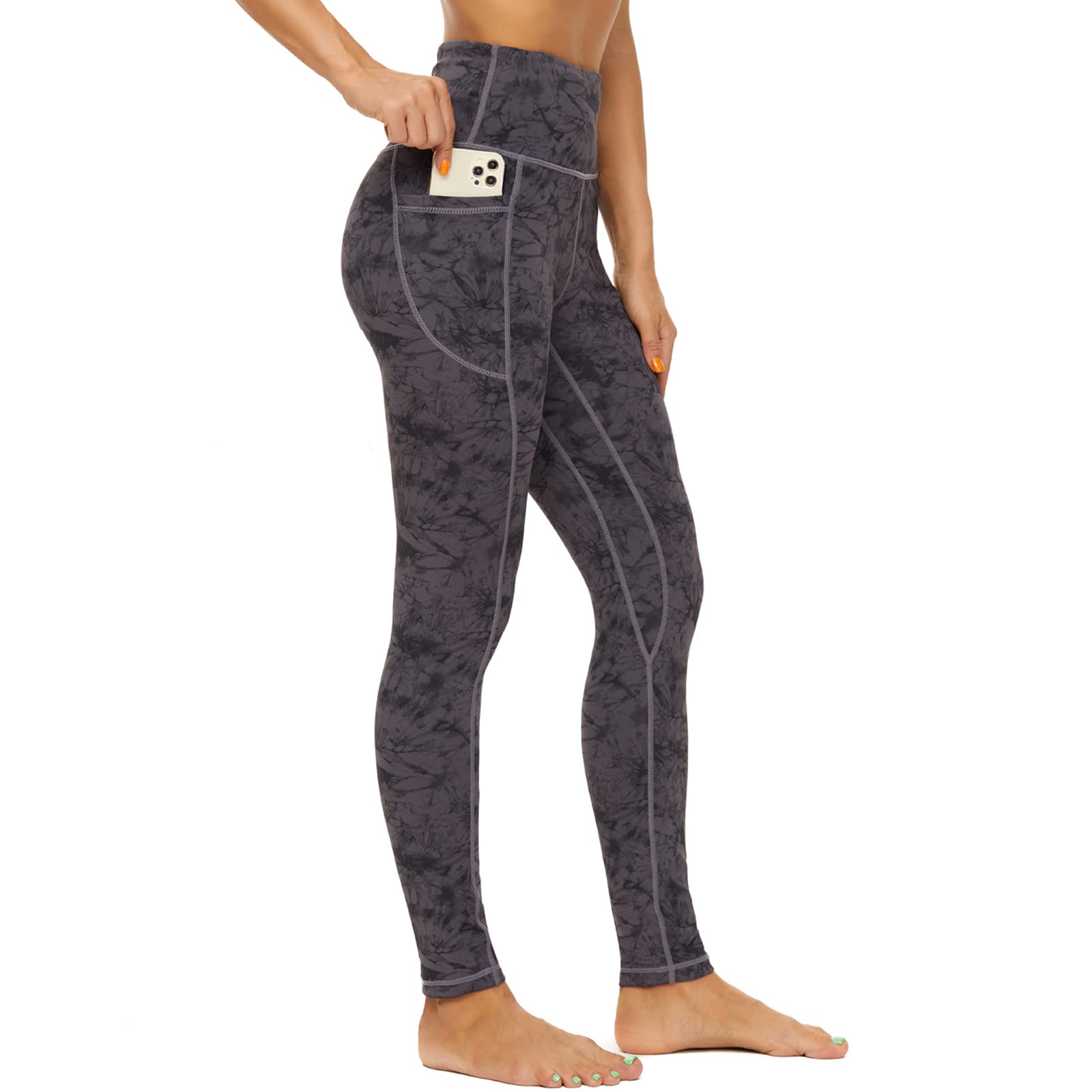 Devirld Leggings para mujer con bolsillos, control de abdomen, pantalones de yoga de cintura alta, leggings de entrenamiento para mujer